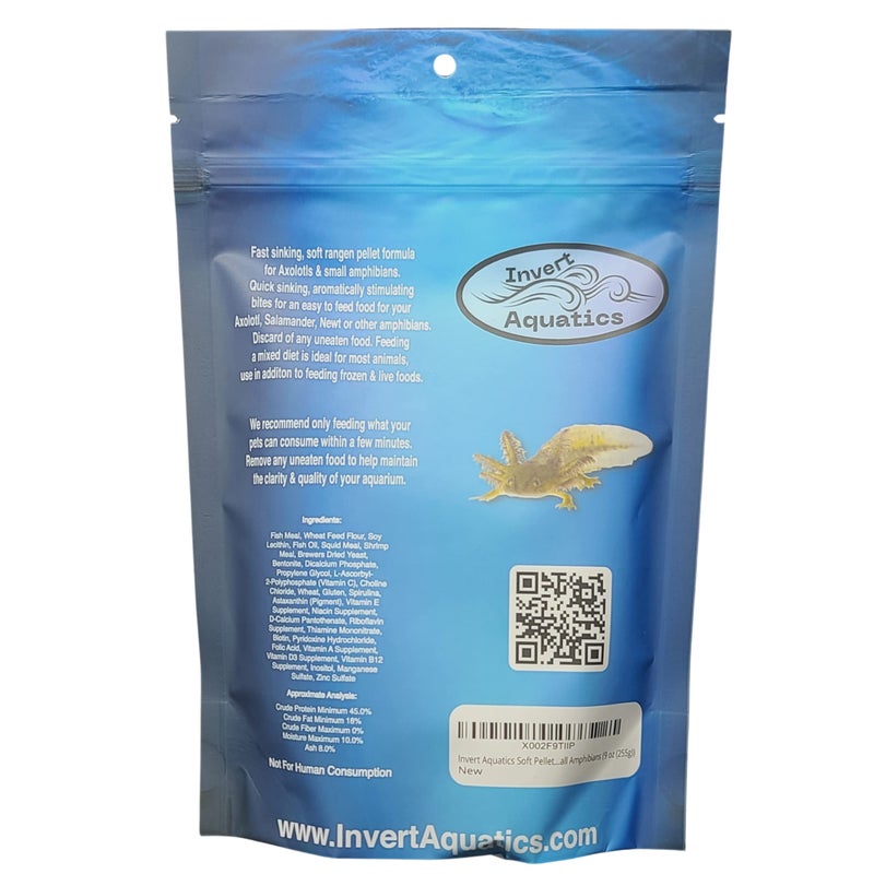 Invert Aquatics Soft Pellets for Axolotls - Moist Sinking Diet for Axolotl, Newts, Salamanders & Other Small Amphibians (9 oz (255g)) - Image 2