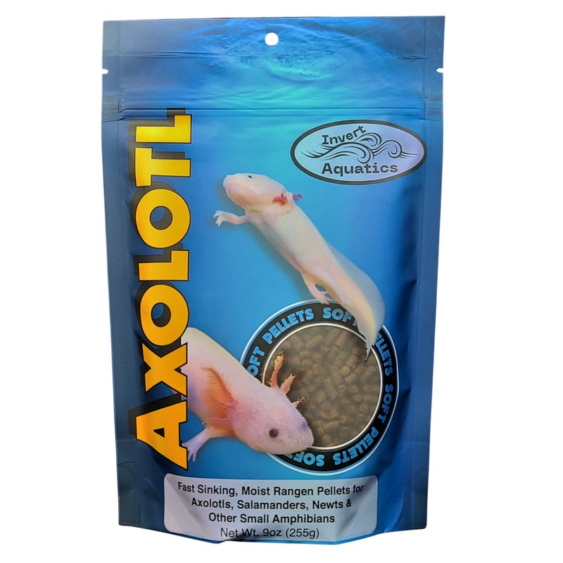 Invert Aquatics Soft Pellets for Axolotls - Moist Sinking Diet for Axolotl, Newts, Salamanders & Other Small Amphibians (9 oz (255g)) - Image 1