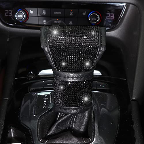 ToBeQueen 7-Pack Black Bling Car Accessories - Crystal Diamond Set, 15-Inch Seat Belt Covers, Gear Shift Cover, Push Start Button Ring, Car Coaster - Image 4