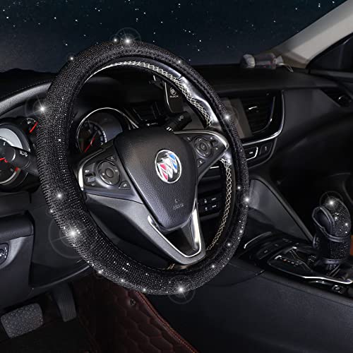 ToBeQueen 7-Pack Black Bling Car Accessories - Crystal Diamond Set, 15-Inch Seat Belt Covers, Gear Shift Cover, Push Start Button Ring, Car Coaster - Image 2