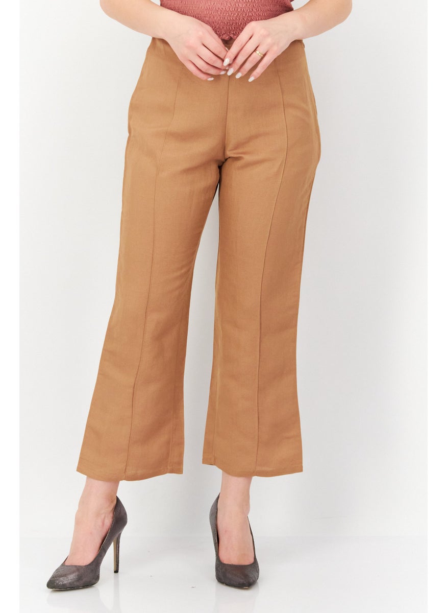 rvca Women Wide Leg Plain Capri Pants, Brown  - Image 1