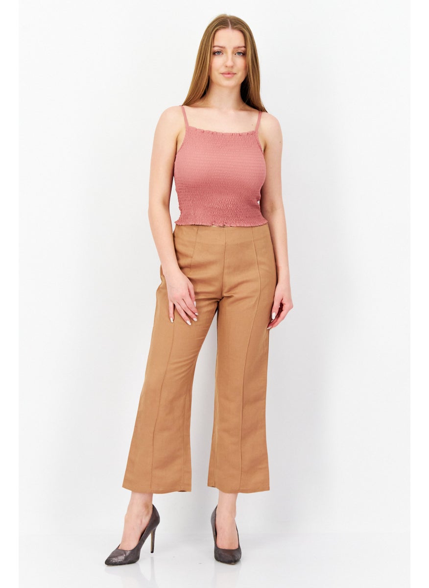 rvca Women Wide Leg Plain Capri Pants, Brown  - Image 4