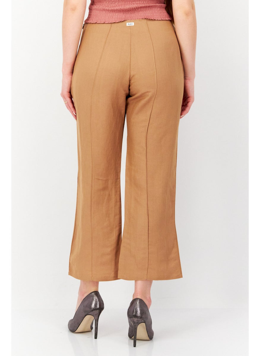 rvca Women Wide Leg Plain Capri Pants, Brown  - Image 3