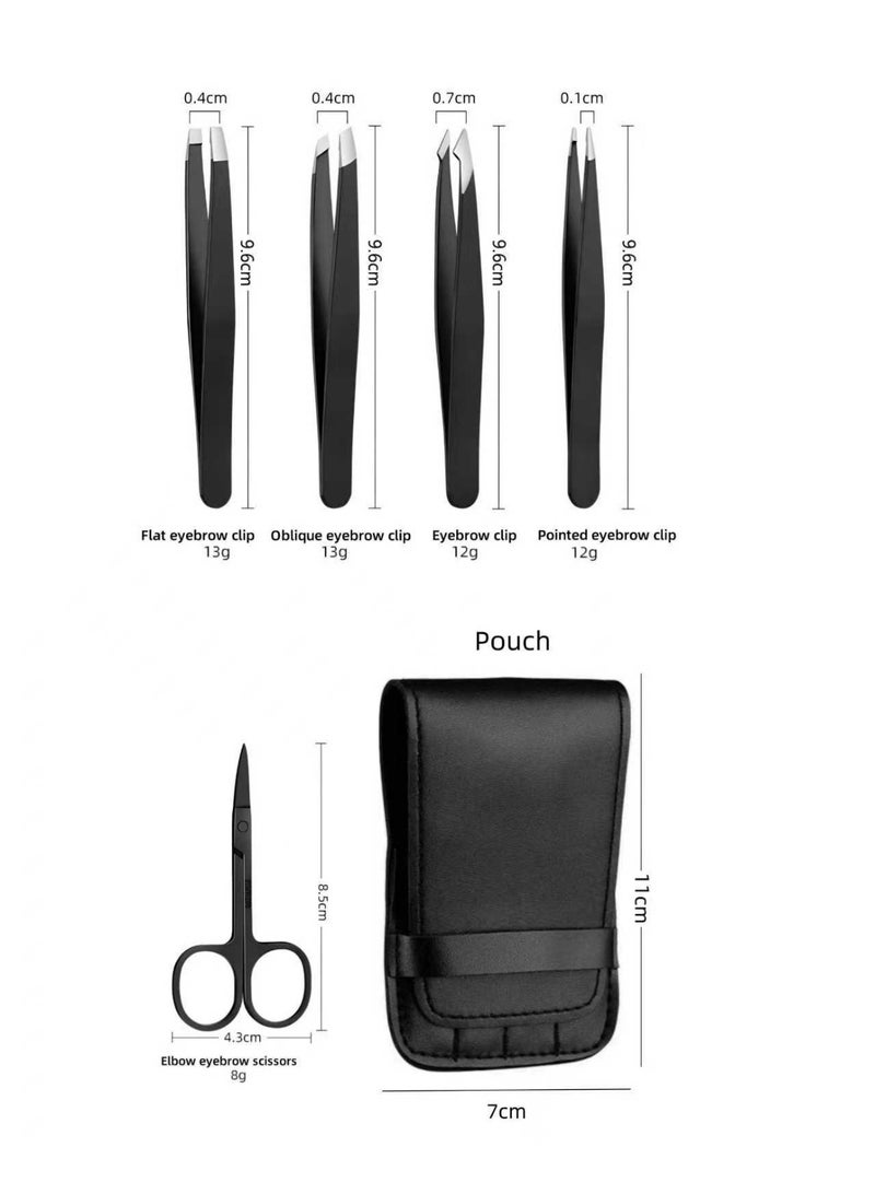 Loucky 5pcs eyebrow tweezers scissors set, high-grade stainless steel tweezers set, suitable for women and men, precision tweezers set, with curved scissors, for ingrown hair, facial hair, eyebrow picking - Image 2