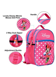 Kuber Industries Kuber Industries Polyester Waterproof Disney Minnie Mouse Dot Print Backpack|Sturdy School Bag For Kids,14 Inch (Pink)  - Image 5
