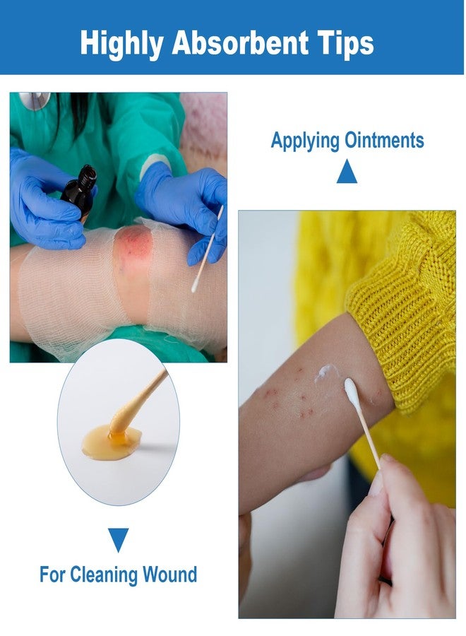 JMU أدوات تطبيق قطنية معقمة JMU بطول 3 إنش، 200 قطعة من المسحات القطنية المعقمة، مسحات طبية بعمود خشبي - Image 5