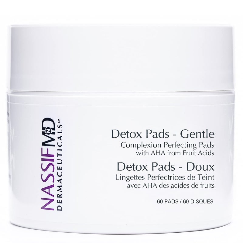 nassif md NassifMD Gentle Facial Detox Pads for Sensitive Skin Daily Cleansing and Exfoliating Treatment for Smoother Brighter Skin NonIrritating Formula 60 Pads