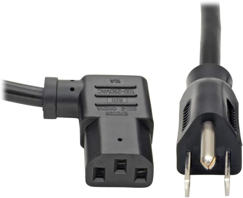 Standard Computer Power Cord, 10A, 18AWG (NEMA 5-15P to Right Angle IEC-320-C13) 10-ft. (P006-010-13RA) Black