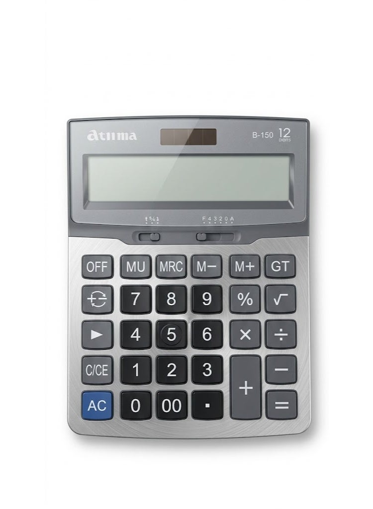 آلة حاسبة مكتبية إلكترونية B-150 شاشة LCD كبيرة مكونة من 12 رقمًا مع نظام طاقة مزدوج آلة حاسبة مكتبية فعالة وموثوقة مصممة للاستخدام اليومي في المكتب والأعمال. مصنوعة من لوحة ألومنيوم متينة وشاشة كبيرة للاستخدام المريح طويل الأمد. - Image 1