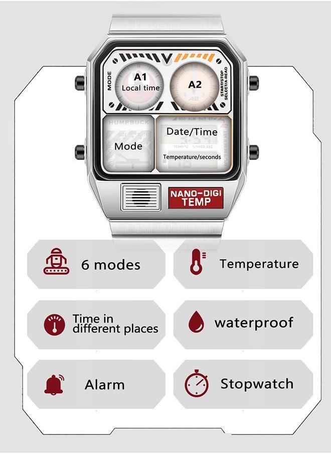 HUMPBUCK - Men's Watches Sport Watch with 1/1000 Second Chronograph and LED Light Classic Design Dual Time Wristwatch - Image 1