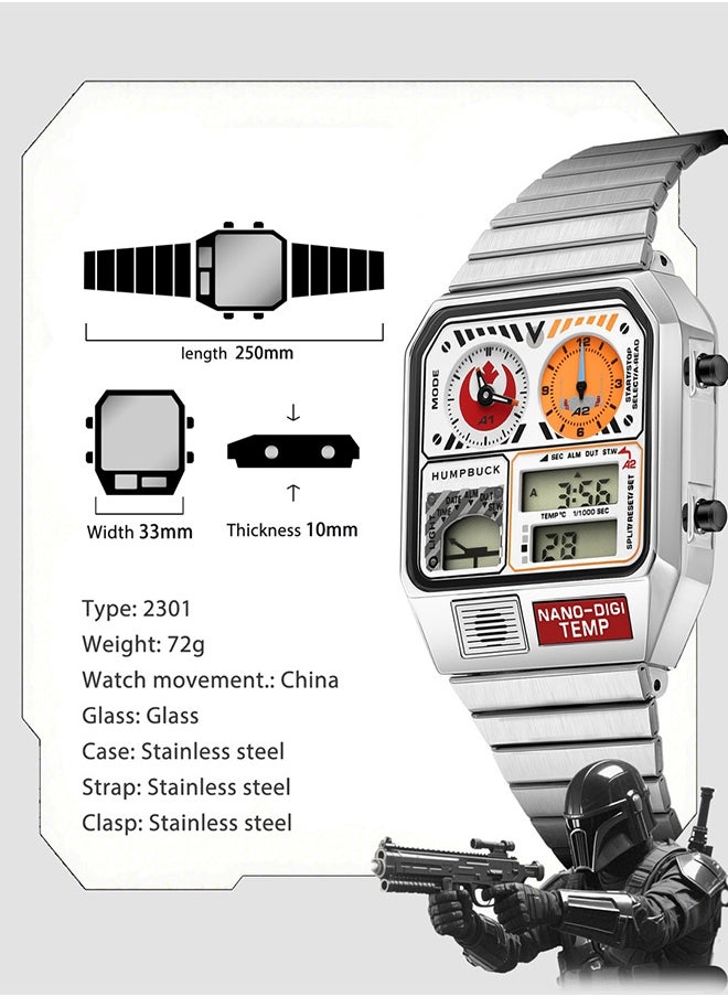 HUMPBUCK - Men's Watches Sport Watch with 1/1000 Second Chronograph and LED Light Classic Design Dual Time Wristwatch - Image 1