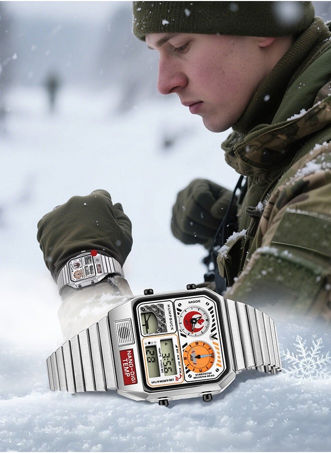 HUMPBUCK - Men's Watches Sport Watch with 1/1000 Second Chronograph and LED Light Classic Design Dual Time Wristwatch - Image 1