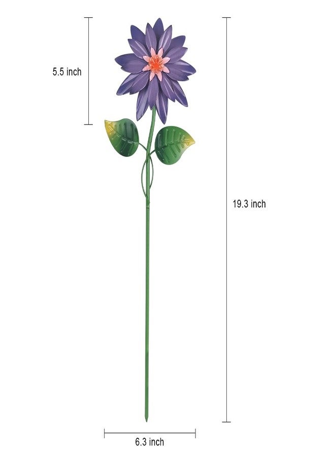 hogardeck Metal Flower Decorative Garden Stakes,4 Pcs 16" Outdoor Garden Decor with Shaking Flower Head Yard Stakes, Yard Art Spring Decorations for Patio Lawn (Pink & Yellow & Purple & Orange) - Image 3