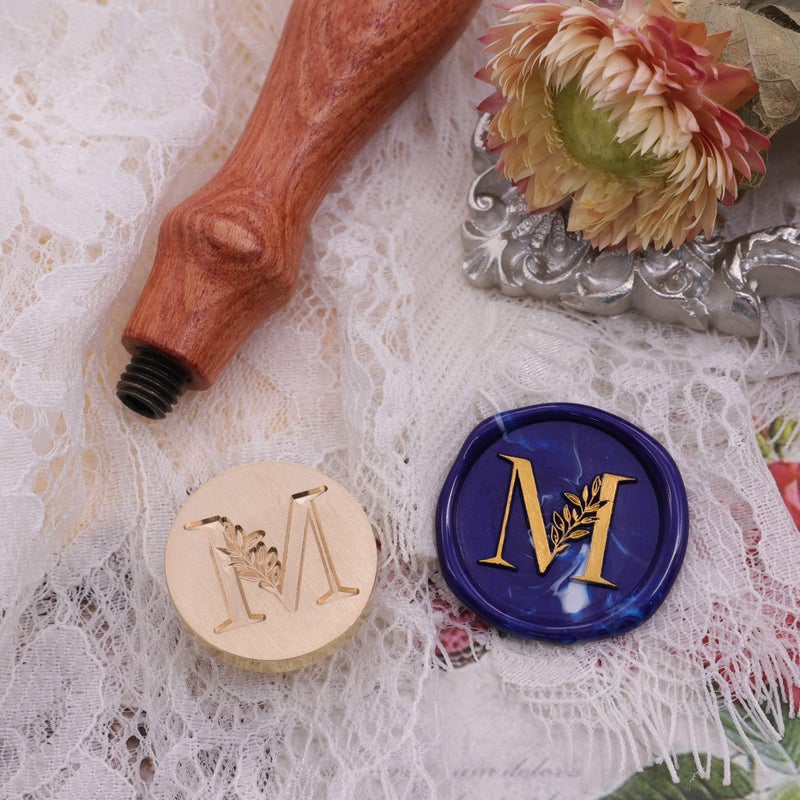 SWANGSA Initial Alphabet M Wax Seal Stamp, Vintage Elegant Botanical Leaves Letter Sealing Stamp for Wedding Party Invitation, Gift Wrap, Envelope, Christmas Thanksgiving Card (M) - Image 5