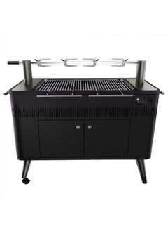 HUB II Charcoal BBQ Grill with Rotisserie Poles Black 122.3 x 137.5 x 48.7 cm HBCE3BGB