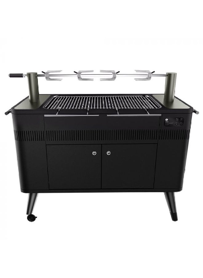 Everdure - HUB II Charcoal BBQ Grill with Rotisserie Poles Black 122.3 x 137.5 x 48.7 cm HBCE3BGB - Image 1