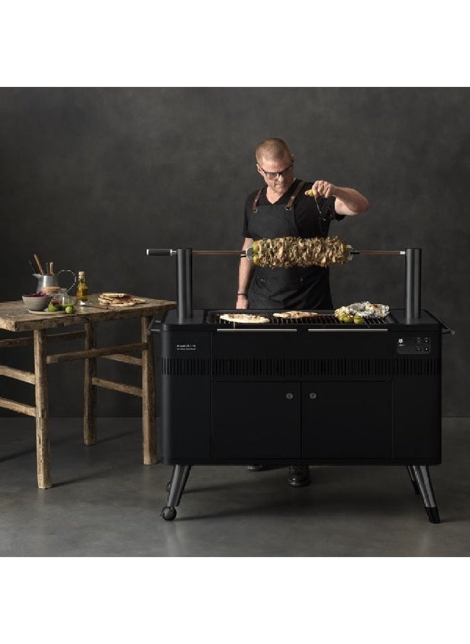 Everdure - HUB II Charcoal BBQ Grill with Rotisserie Poles Black 122.3 x 137.5 x 48.7 cm HBCE3BGB - Image 1
