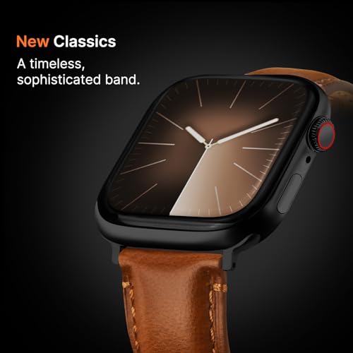 Fullmosa Leather Band Compatible with Apple Watch Bands 42mm 41mm 40mm 38mmTop Grain Genuine leather iWatch Straps for Apple Watch SE 321 Series11 10 9 8 7 6 5 4 3 2 1BlackBlackBrownBlack - Image 3