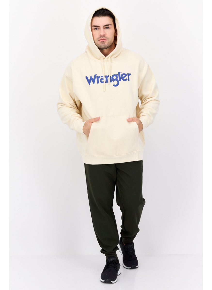 Wrangler Men Hood Graphic Print Long Sleeves Sweatshirt, Beige  - Image 2