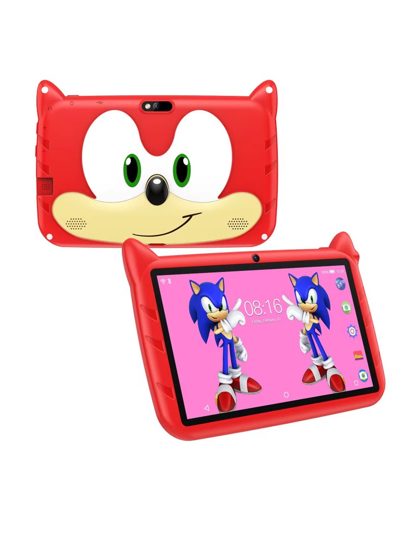 AROAQ Kids Tablet, 7 Inch Kids Learning Toy Computer With Wifi, 400mah Battery Dual Cameras Kids Pad, Portable Children Smart Tablet With Quad Core Processor, (1pc, 128G, Red) - Image 1