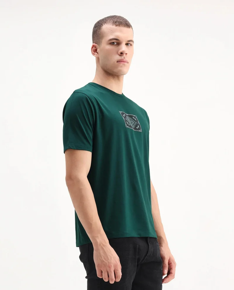 Rare Rabbit Men's Regular Fit Graphic Print T-Shirt