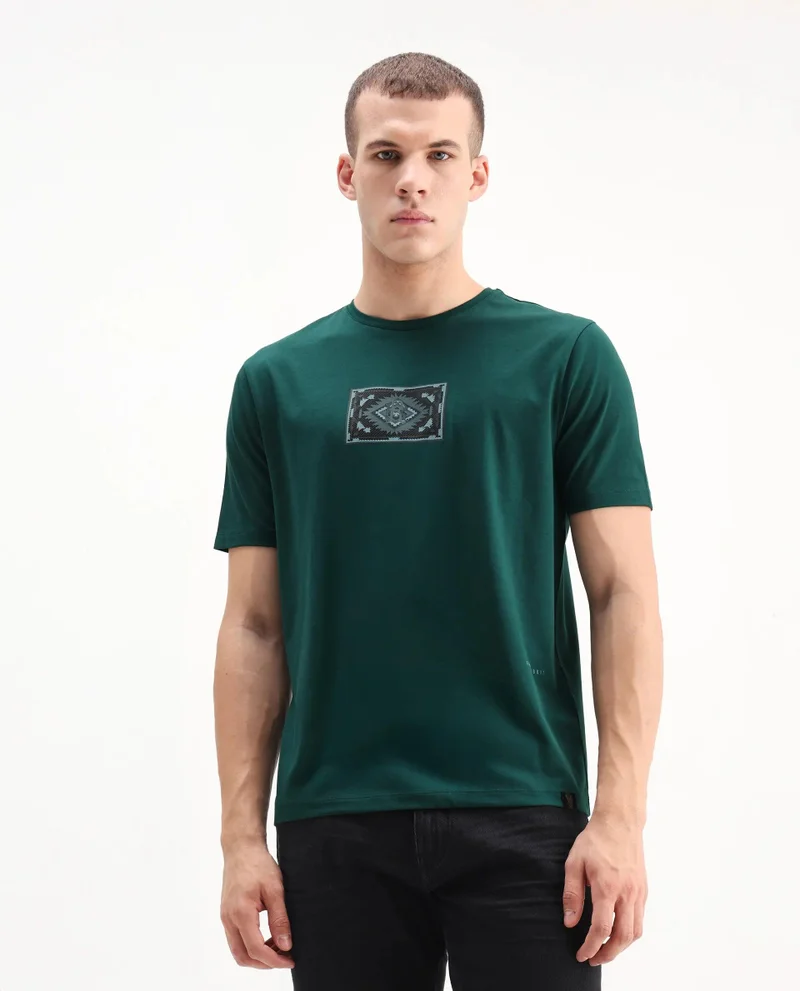 Rare Rabbit Men's Regular Fit Graphic Print T-Shirt