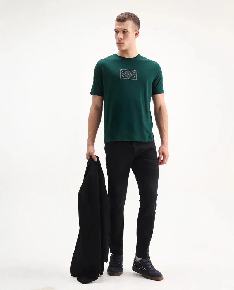 Rare Rabbit Men's Regular Fit Graphic Print T-Shirt