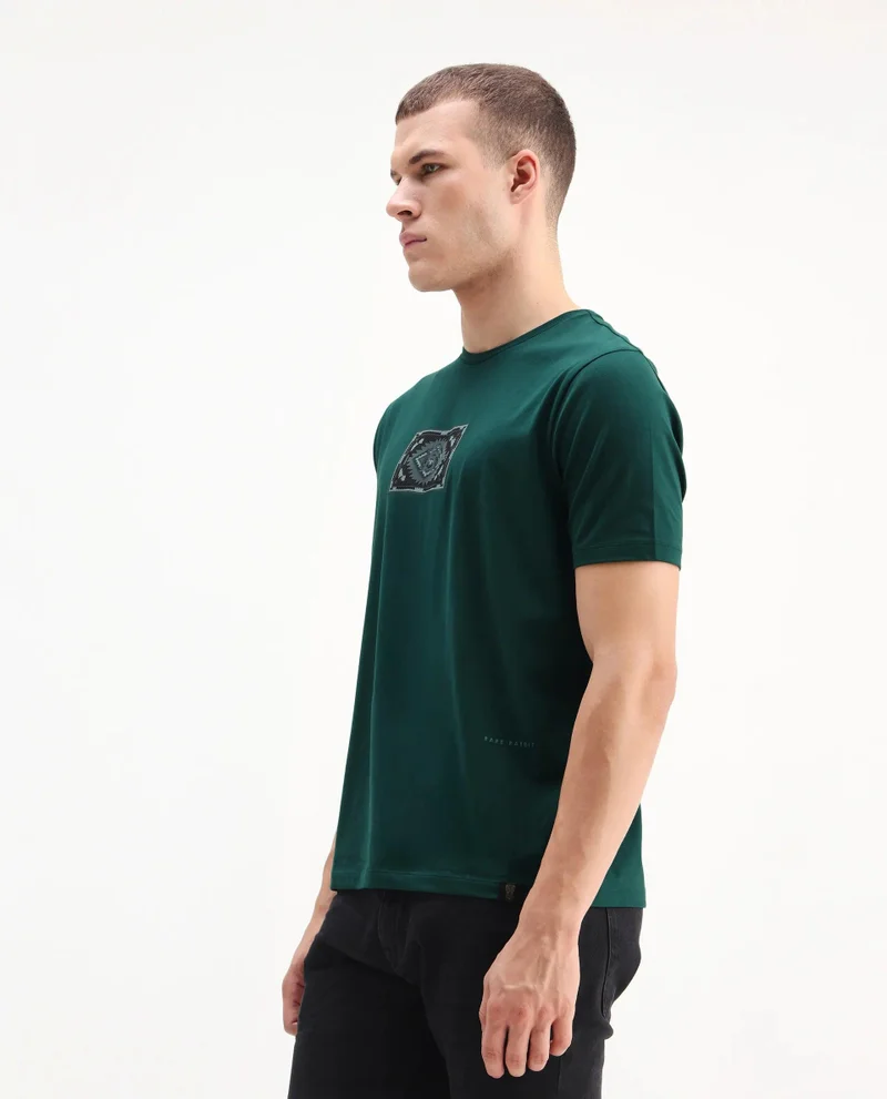 Rare Rabbit Men's Regular Fit Graphic Print T-Shirt