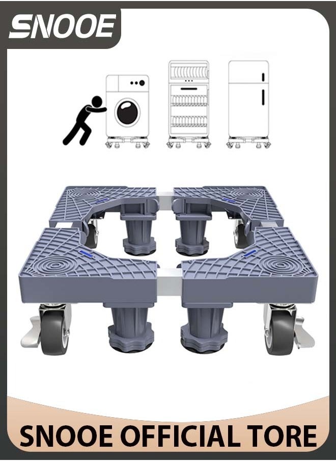 Snooe - Fridge Stand Mobile Base With 4 Locking Wheels Pedestal, Adjustable Increasing Height Base 4 Strong Feet Heavy Duty Washing Machine Stand Base for Furniture Refrigerator Dryer Stand - Image 1