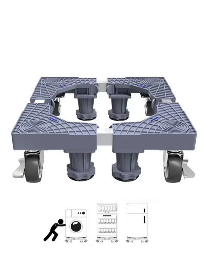 Snooe - Fridge Stand Mobile Base With 4 Locking Wheels Pedestal, Adjustable Increasing Height Base 4 Strong Feet Heavy Duty Washing Machine Stand Base for Furniture Refrigerator Dryer Stand - Image 1