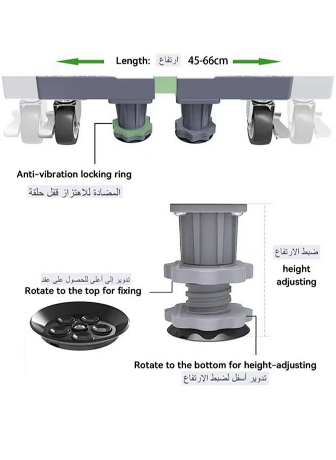Snooe - Fridge Stand Mobile Base With 4 Locking Wheels Pedestal, Adjustable Increasing Height Base 4 Strong Feet Heavy Duty Washing Machine Stand Base for Furniture Refrigerator Dryer Stand - Image 1