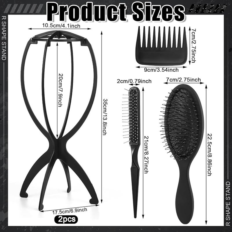 ProSuites 2 Pack Wig Head Stand with 3 PCS Wig Brush Comb, Travel Wig Holder Comb Set for for Women Multiple Wigs - Image 2