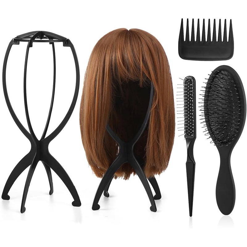 ProSuites 2 Pack Wig Head Stand with 3 PCS Wig Brush Comb, Travel Wig Holder Comb Set for for Women Multiple Wigs - Image 1
