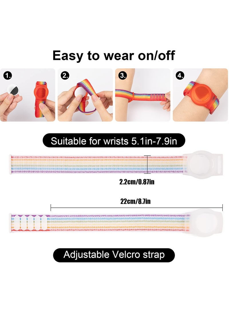 SYOSI - Kids Wrist Strap for Apple AirTag Adjustable Nylon Strap Holder Protector Breathable Anti-Loss Bracelet for Toddler Child Elderly (Rainbow Color) - Image 1