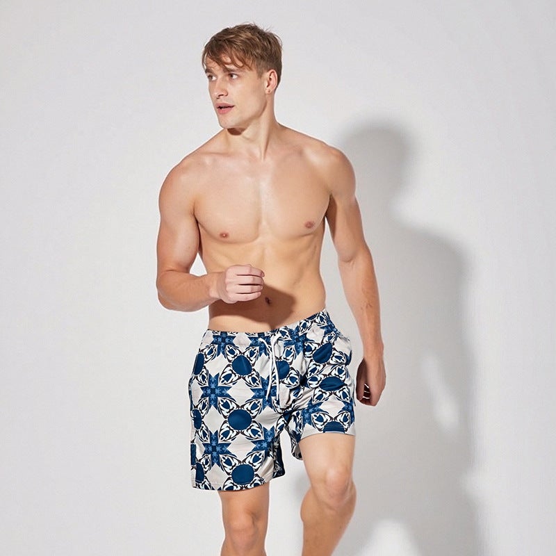 Summer Men''s Peach Skin Printed Quarter Pants Size Dry Lined Seaside Surfing Hot Spring Vacation Beach Pants - Image 3