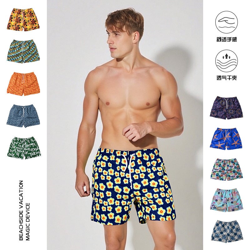 Summer Men''s Peach Skin Printed Quarter Pants Size Dry Lined Seaside Surfing Hot Spring Vacation Beach Pants - Image 2