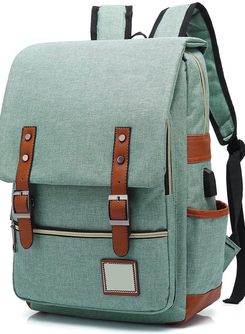 Generic Stylish Water-Resistant USB Charging Laptop Backpack for 5.6" Laptops - Unisex Travel Bag in Green - Image 1
