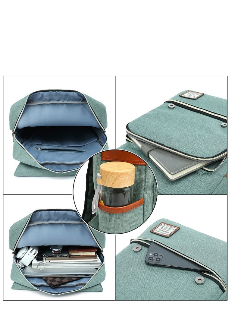 Generic Stylish Water-Resistant USB Charging Laptop Backpack for 5.6" Laptops - Unisex Travel Bag in Green - Image 3