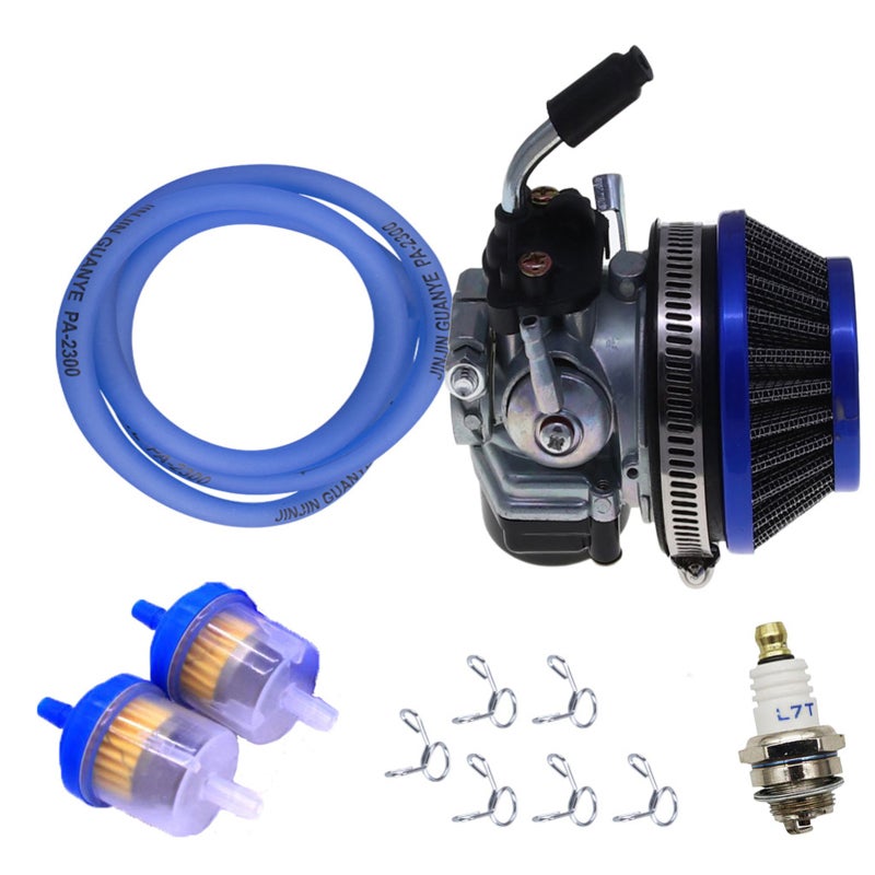 Racing Carburetor: 19mm Bore 58mm Mount Blue High-quality Metal - Durable Reliable Performance Racing Carburetor for 2 Stroke 49cc 50cc 66cc 70cc 80cc 100cc Gas Motor Bikes Scooters - Image 1