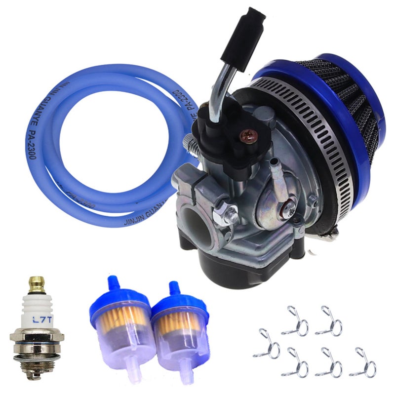 Racing Carburetor: 19mm Bore 58mm Mount Blue High-quality Metal - Durable Reliable Performance Racing Carburetor for 2 Stroke 49cc 50cc 66cc 70cc 80cc 100cc Gas Motor Bikes Scooters - Image 5
