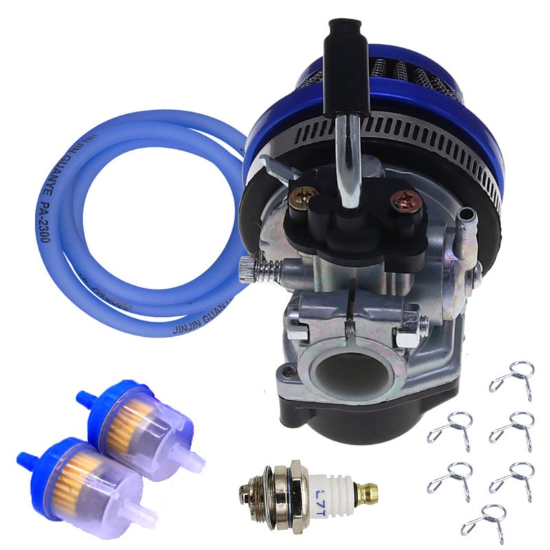 Racing Carburetor: 19mm Bore 58mm Mount Blue High-quality Metal - Durable Reliable Performance Racing Carburetor for 2 Stroke 49cc 50cc 66cc 70cc 80cc 100cc Gas Motor Bikes Scooters - Image 4