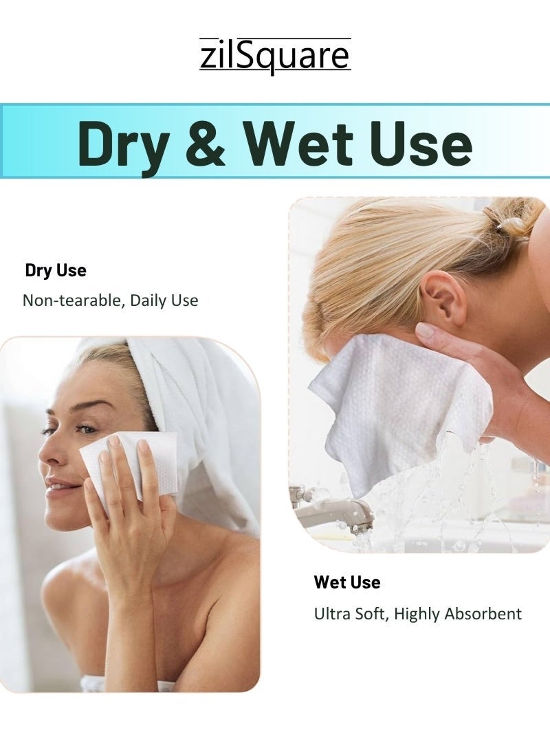 زيل سكوير مناشف وجه سميكة للاستخدام مرة واحدة - مناديل تنظيف الوجه فائقة النعومة وقابلة للتحلل الحيوي للبشرة الحساسة - مناديل قطنية صديقة للبيئة ونباتية وخالية من القسوة - مناشف لطيفة لإزالة المكياج والعناية بالبشرة - مناشف تنظيف تجميلية صحية بديلة قابلة لإعادة الاستخدام للسفر (50 قطعة) - Image 2