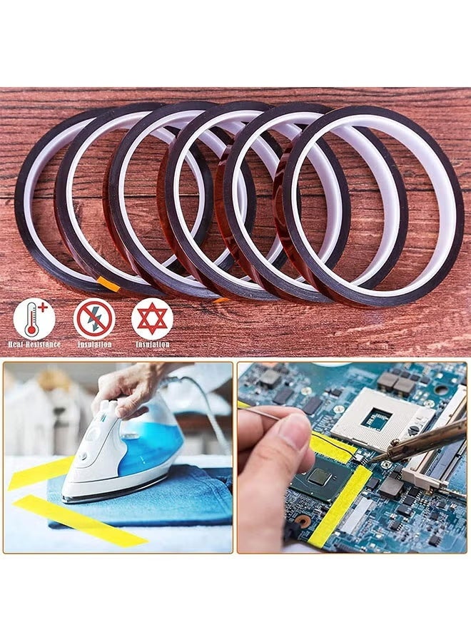 6 Packs Heat Tape for Heat Press, Heat Transfer Tape Heat Resistant High Temperature Tape for Heat Transfer Masking 3D Printing Sublimation on Coffee Mugs, HTV Craft on T-Shirt Fabrics - Image 5