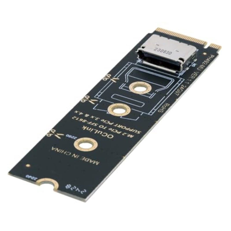 PCI-E4.0 M.2 M-Key to Oculink محول مضيف عمودي لـ NVMe U.2 SSD eGPU، سبائك الألومنيوم، أسود، سلامة الإشارة عالية السرعة - Image 1