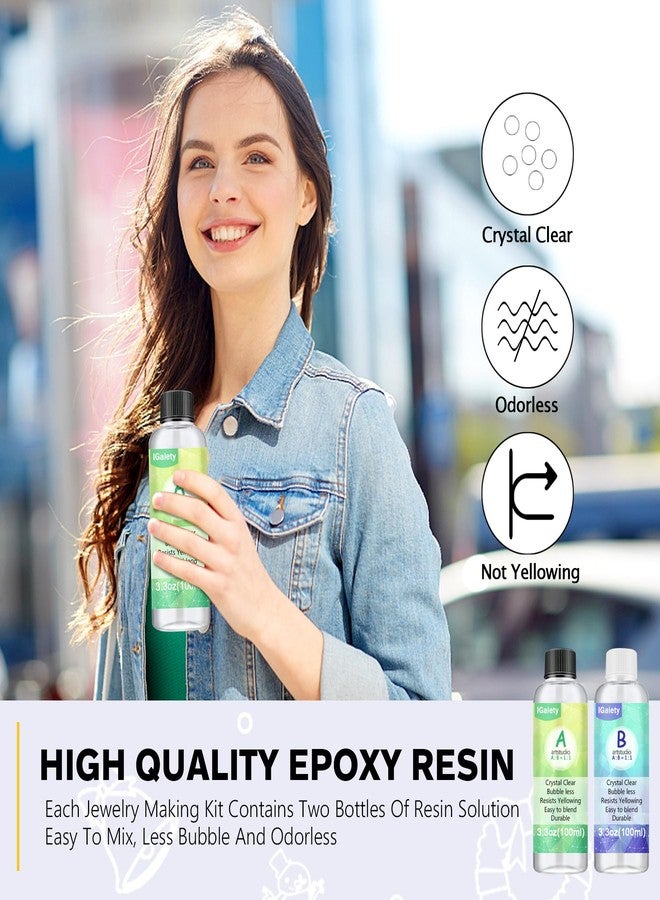 IGaiety Resin Jewelry Making Kit 240 Pcs Silicone Epoxy Resin Mold Keychain Starter Kit Bundle with Epoxy Molds and Pigments Tools for Beginners Adults Jewelry Earring Making - Image 5