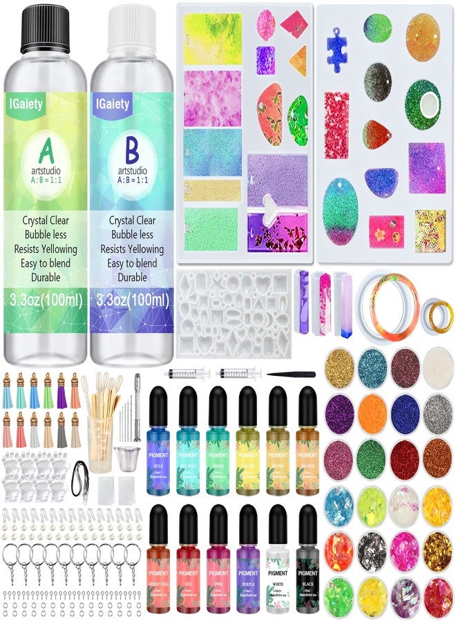 IGaiety Resin Jewelry Making Kit 240 Pcs Silicone Epoxy Resin Mold Keychain Starter Kit Bundle with Epoxy Molds and Pigments Tools for Beginners Adults Jewelry Earring Making - Image 1