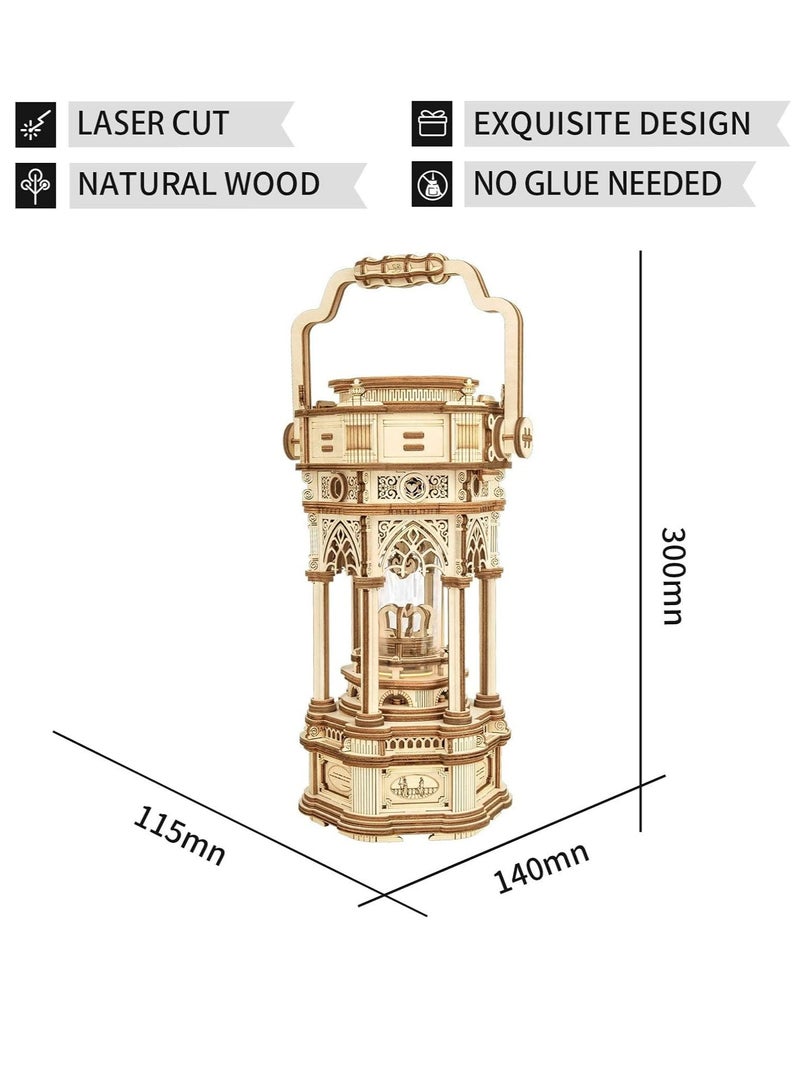 Robotime ROKR Victorian Lantern Mechanical Music Box 3D Wooden Puzzle AMK61 Assembly Brain Teaser 3D Wooden Puzzle DIY Build Model Crafts Kits, Unique Home Decor Birthday Gifts for Teens or Adults - Image 4