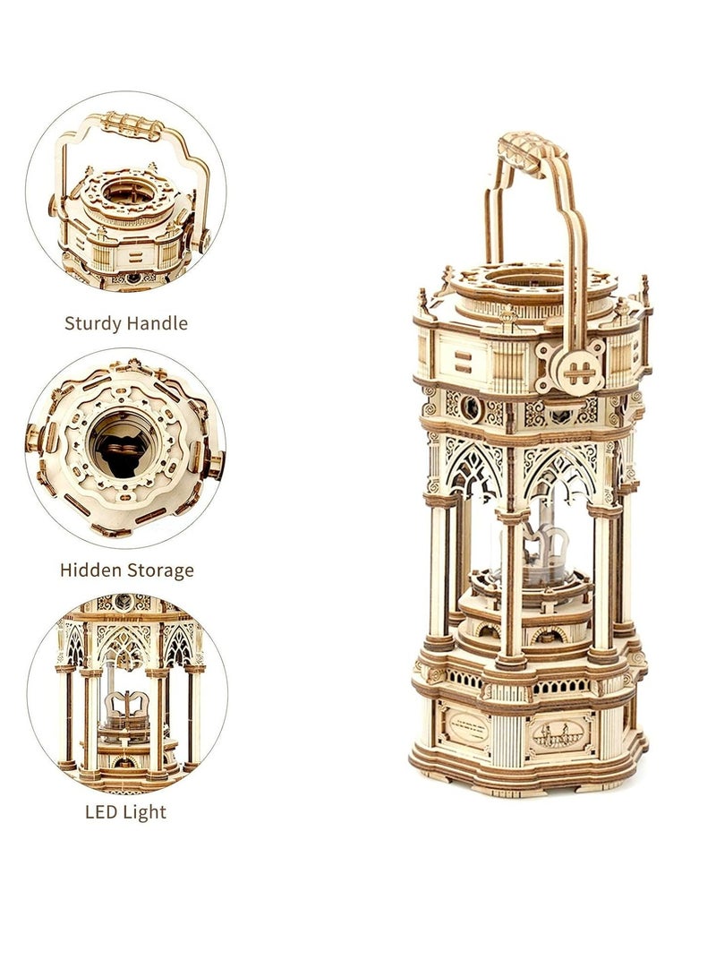 Robotime ROKR Victorian Lantern Mechanical Music Box 3D Wooden Puzzle AMK61 Assembly Brain Teaser 3D Wooden Puzzle DIY Build Model Crafts Kits, Unique Home Decor Birthday Gifts for Teens or Adults - Image 2