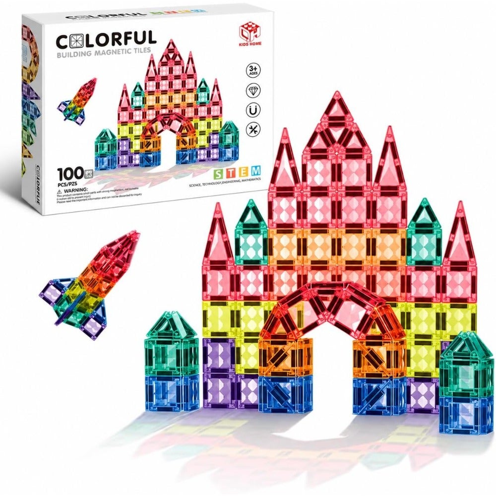 Magnetic Tiles for Educational STEM Magna Tiles For Boys Girls Ages 3+ Build Castles, Towers, And More Colorful Safe