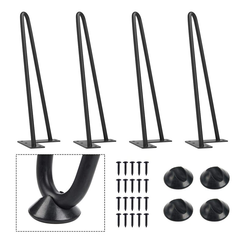 Smartstandard 12 Inch Heavy Duty Hairpin Furniture Legs Metal Home Diy Projects For Nightstand Coffee Table Desk Etc With Rubber Floor Protectors Black 4Pcs - Image 1